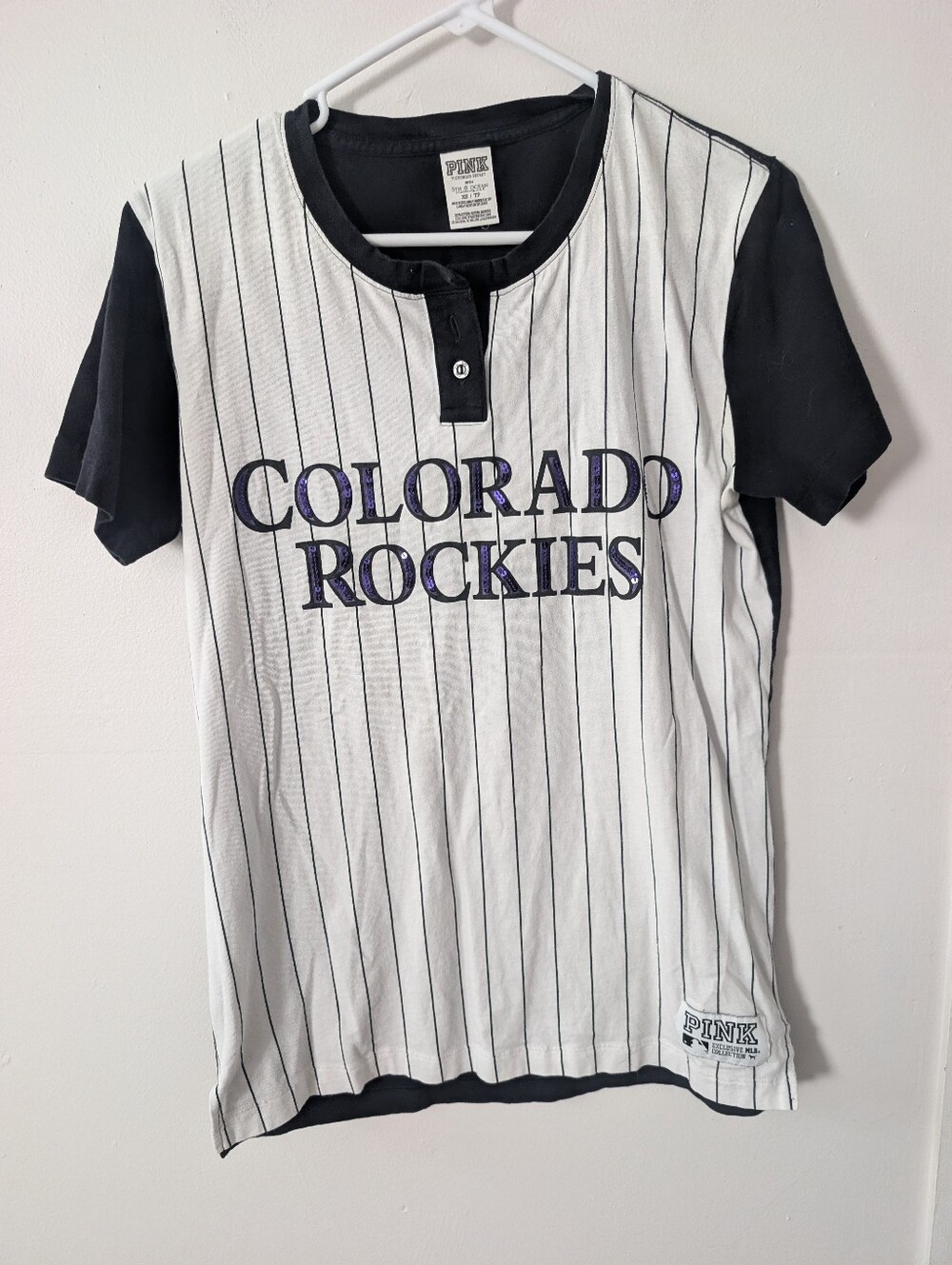 Victoria's Secret PINK Colorado Rockies MLB Collection Baseball Shirt XS